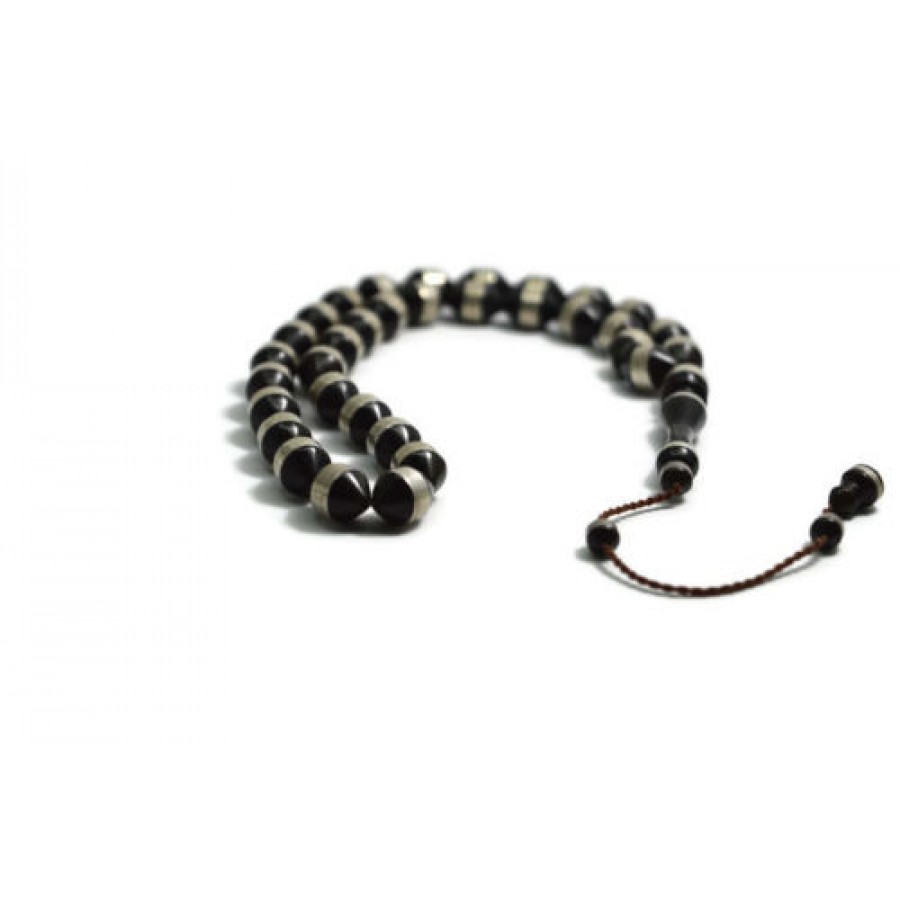 33 Beads Silver Engraved Koka Wood Tasbih / Misbaha TS-49